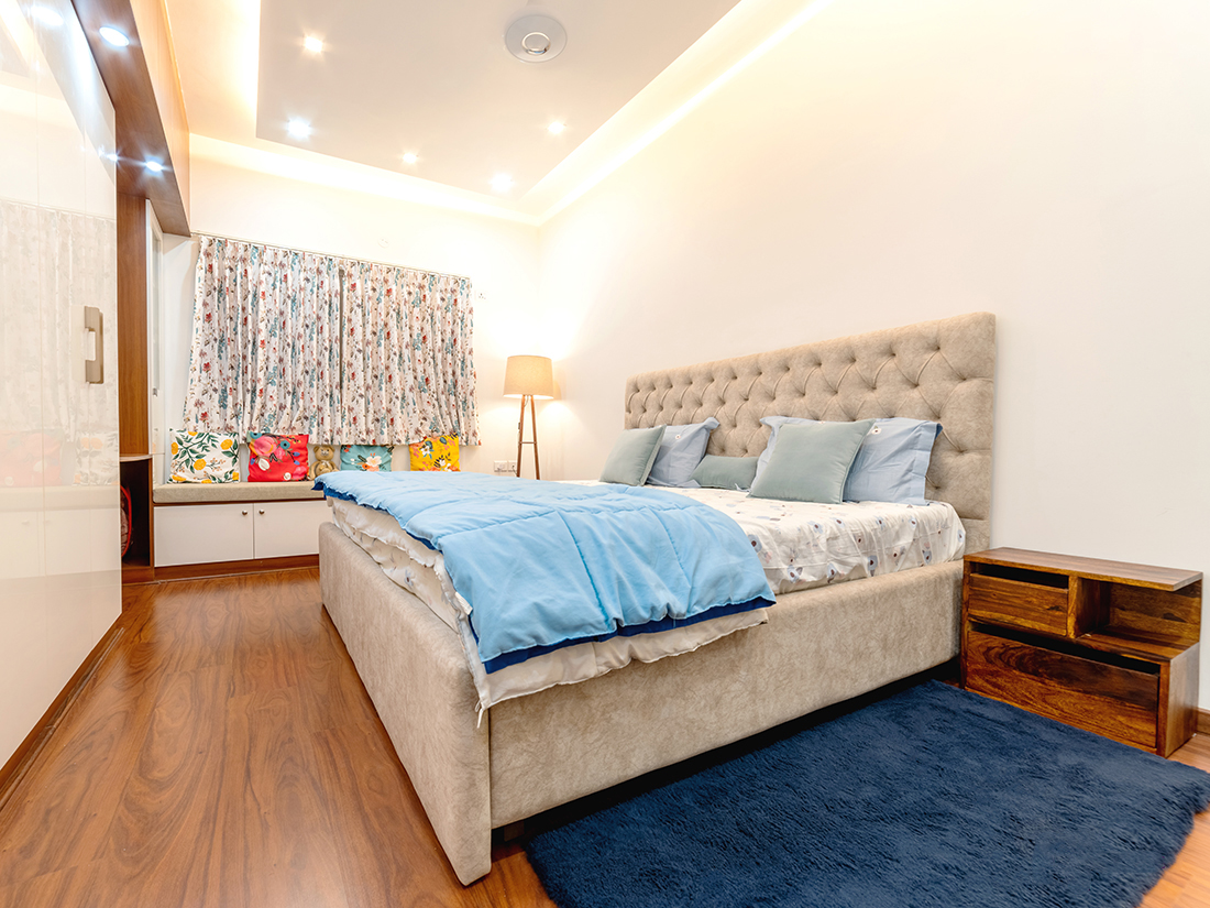 Japandi Zen Minimalist Bedroom with Low Platform Bed & Warm Ambient Glow | Dhanmondi Road 8/A, Dhaka (Client 15)